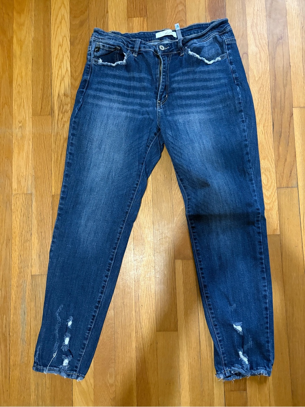 KanCan Dark Blue Distressed Boyfriend Jeans